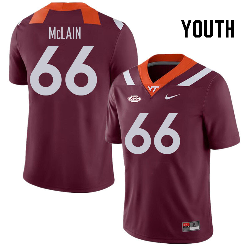 Youth #66 Hunter McLain Virginia Tech Hokies College Football Jerseys Stitched Sale-Maroon